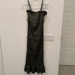 Chic Strapless Black Ruffle Dress